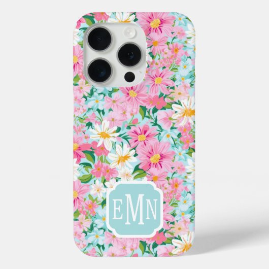 Coques Case-Mate iPhone Colorful Flower Garden Monogrammed (Verso)