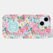 Coques Case-Mate iPhone Colorful Flower Garden Monogrammed (Verso (horizontal))