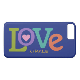 Coque iPhone 8 Plus/7 Plus Colorful Love personnalisés nom de téléphone cas