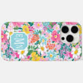 Coques Case-Mate iPhone Colorful Modern Garden Monogrammed (Verso (horizontal))