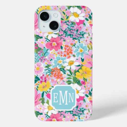 Coques Case-Mate iPhone Colorful  Modern Garden Monogrammed (Verso)