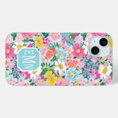 Coques Case-Mate iPhone Colorful  Modern Garden Monogrammed (Verso (horizontal))