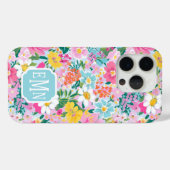Coques Case-Mate iPhone Colorful Modern Garden Monogrammed (Verso (horizontal))