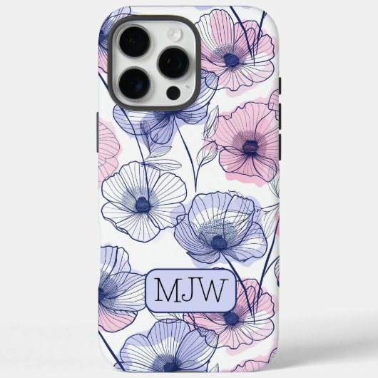 Coques Case-Mate iPhone Colorful Moderne Botanique Monogrammed iPhone (Verso)