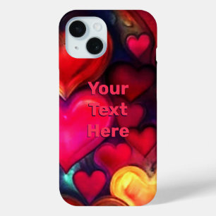 Coque Pour iPhone 15 Colorful Multi Hearts Valentine