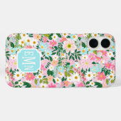 Coques Case-Mate iPhone Colorful Pink Flower Garden Monogrammed (Verso (horizontal))