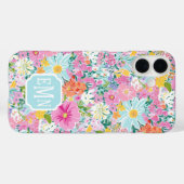 Coques Case-Mate iPhone Colorful Pink Garden Monogrammed (Verso (horizontal))