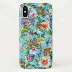 Coques Pour iPhone Colorful Vintage Flowers Motif Collage