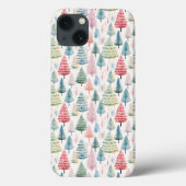 Coques Case-Mate iPhone Colourful Pastel Christmas Pine Trees Pattern (Verso)