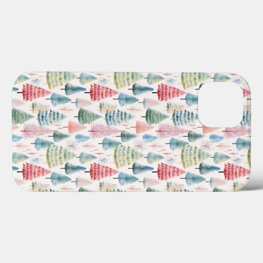 Coques Case-Mate iPhone Colourful Pastel Christmas Pine Trees Pattern (Verso (horizontal))