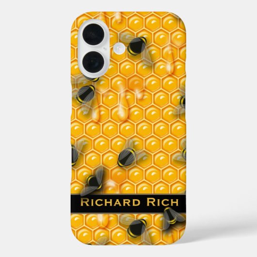 Coques Case-Mate iPhone Combe de miel à goutte jaune avec Abeille de bosse (Verso)