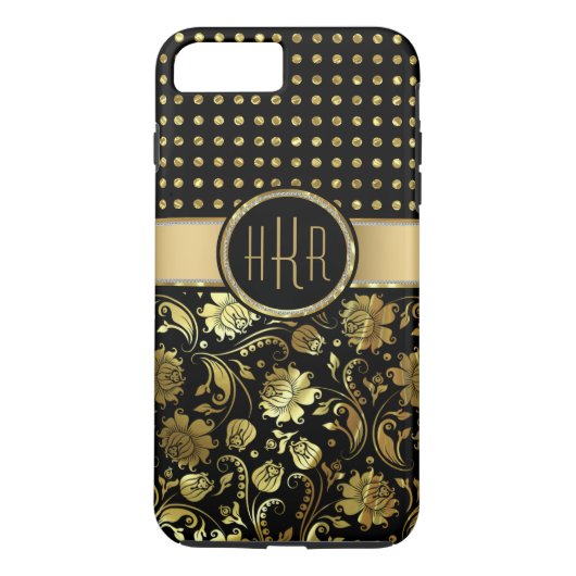 Coques Case-Mate iPhone Combinaison Black & Gold Damask & PolkaDot (Dos)
