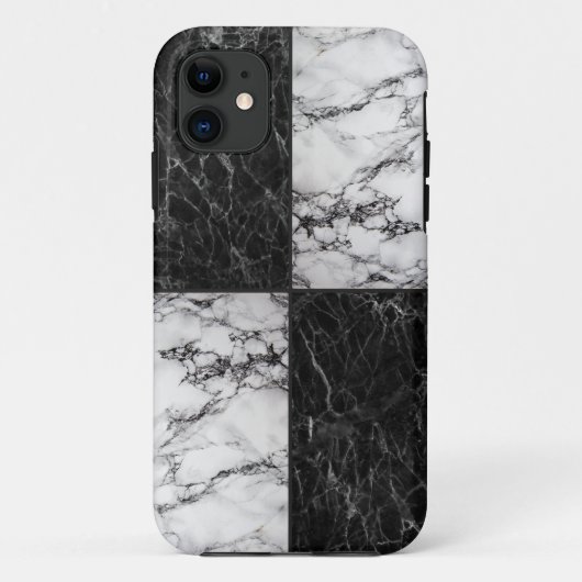 Coques Case-Mate iPhone Combinaison de marbre blanc et noir (Dos)