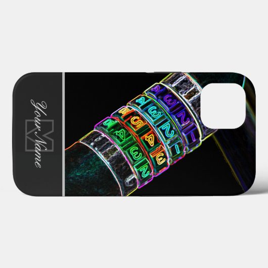 Coques Case-Mate iPhone Combinaison Neon-Pop-Art cadenas Monogramme ! (Verso (horizontal))