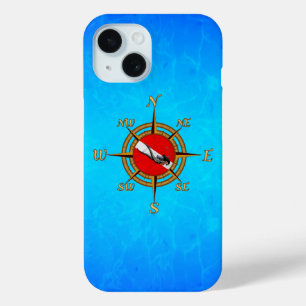 Coque Pour iPhone 15 Compas de plongée nautique