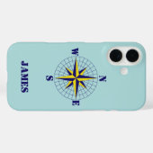 Coques Case-Mate iPhone Compass Rose Marine et or avec nom Nautique (Verso (horizontal))