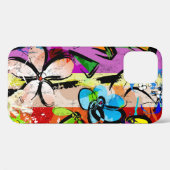 Coques Case-Mate iPhone Composition arrière - plan abstraite avec fleurs, (Verso (horizontal))