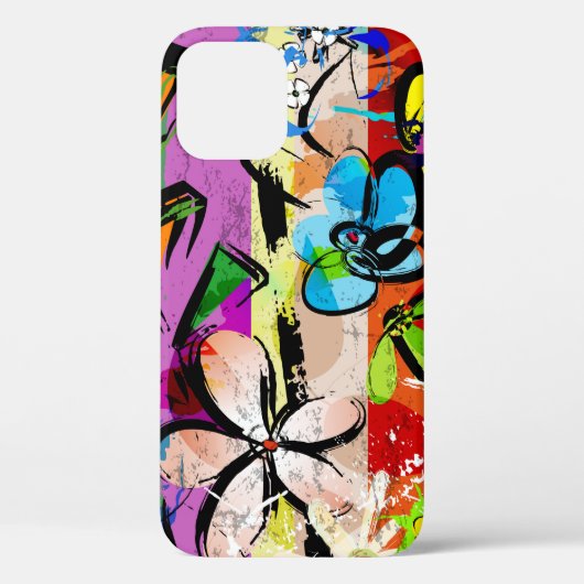 Coques Case-Mate iPhone Composition arrière - plan abstraite avec fleurs, (Verso)