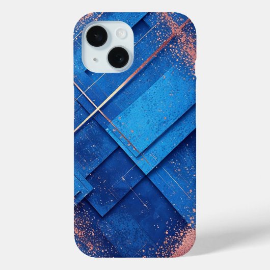 Coques Case-Mate iPhone Composition artistique abstraite bleue et dorée (Verso)