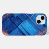 Coques Case-Mate iPhone Composition artistique abstraite bleue et dorée (Verso (horizontal))