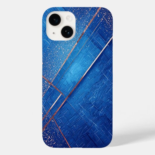 Coques Case-Mate iPhone Composition artistique abstraite bleue et dorée (Verso)
