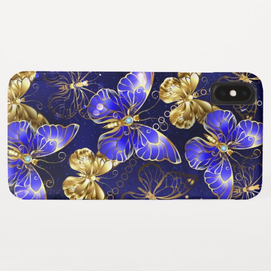 Coques Case-Mate iPhone Composition avec papillons Sapphire (Dos (Horizontal))