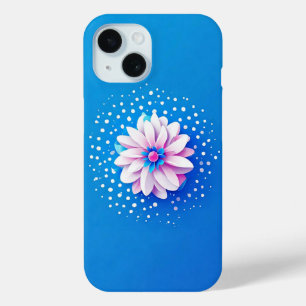 Coque Pour iPhone 15 Composition de fleurs colorées sur fond bleu