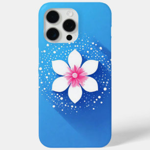Coque iPhone 15 Pro Max Composition de fleurs colorées sur fond bleu