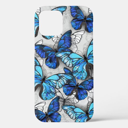 Coques Case-Mate iPhone Composition des White and Blue Butterflies (Verso)
