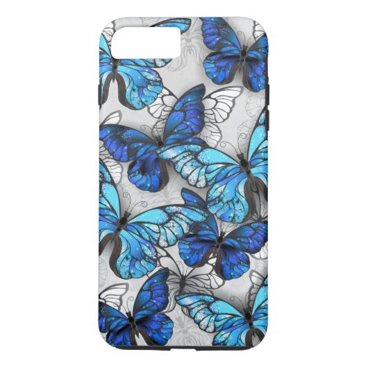 Coques Case-Mate iPhone Composition des White and Blue Butterflies (Dos)