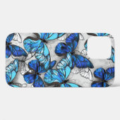 Coques Case-Mate iPhone Composition des White and Blue Butterflies (Verso (horizontal))