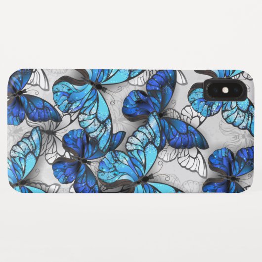 Coques Case-Mate iPhone Composition des White and Blue Butterflies (Dos (Horizontal))