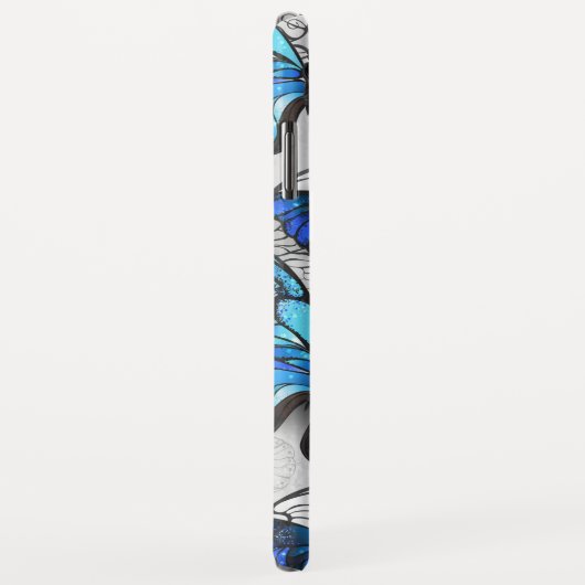 Coques Case-Mate iPhone Composition des White and Blue Butterflies (Dos/Droite)