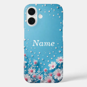 Coques iPhone 16 Composition florale avec fond à pois