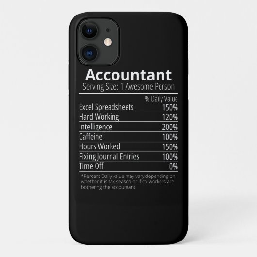 Coques Case-Mate iPhone Comptable Nutrition Fact, Nutrition Fact (Dos)