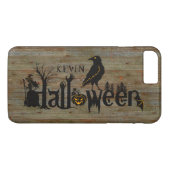 Coques Case-Mate iPhone Concept Halloween Illustration Sur Le Bois Ancien (Dos (Horizontal))