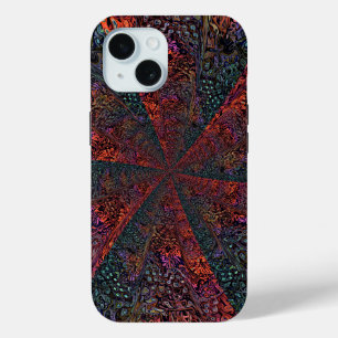 Coque Pour iPhone 15 Conception Abstraite de Kaléidoscope Fractal Élect