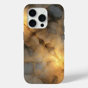 Coque iPhone 15 Pro Conception Abstraite de Marbre Doré