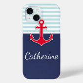 Coques Case-Mate iPhone Conception Ancre marine bleu marine (Verso)