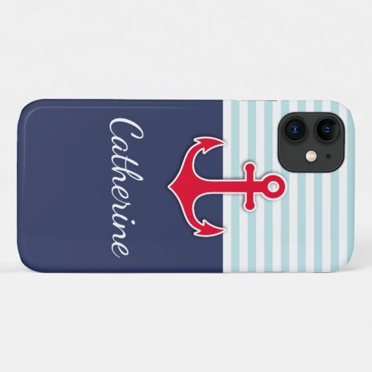 Coques Case-Mate iPhone Conception Ancre marine bleu marine (Dos (Horizontal))