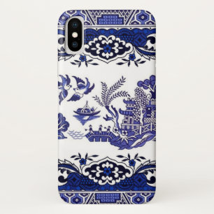 Case-Mate iPhone Case Conception bleue bleue et blanche de saule de la