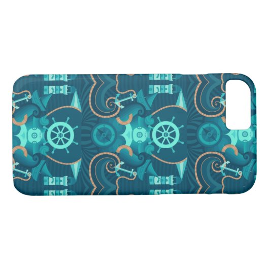 Coques Case-Mate iPhone Conception bleue nautique (Dos (Horizontal))