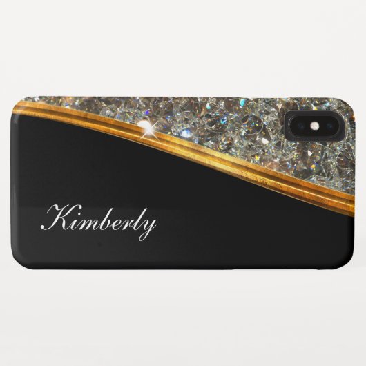 Coques Case-Mate iPhone Conception chique de dames de monogramme de Bling (Dos (Horizontal))