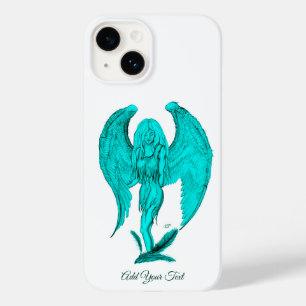 Coque Pour iPhone 14 Conception d'ange, de noir et de vert
