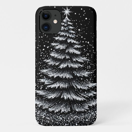 Coques Case-Mate iPhone Conception d'arbre de Noël blanc (Dos)