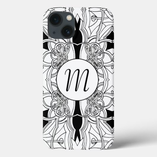 Coques Case-Mate iPhone Conception d'art moderne en noir et blanc avec mon (Verso)