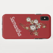 Coques Case-Mate iPhone Conception de bijoux sur fond rouge riche (Dos (Horizontal))