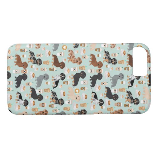 Coques Case-Mate iPhone Conception de cafés de teckel (Dos (Horizontal))