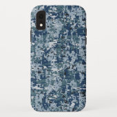 Coques Case-Mate iPhone Conception de camouflage numérique bleu marine (Dos)