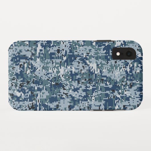Coques Case-Mate iPhone Conception de camouflage numérique bleu marine (Dos (Horizontal))